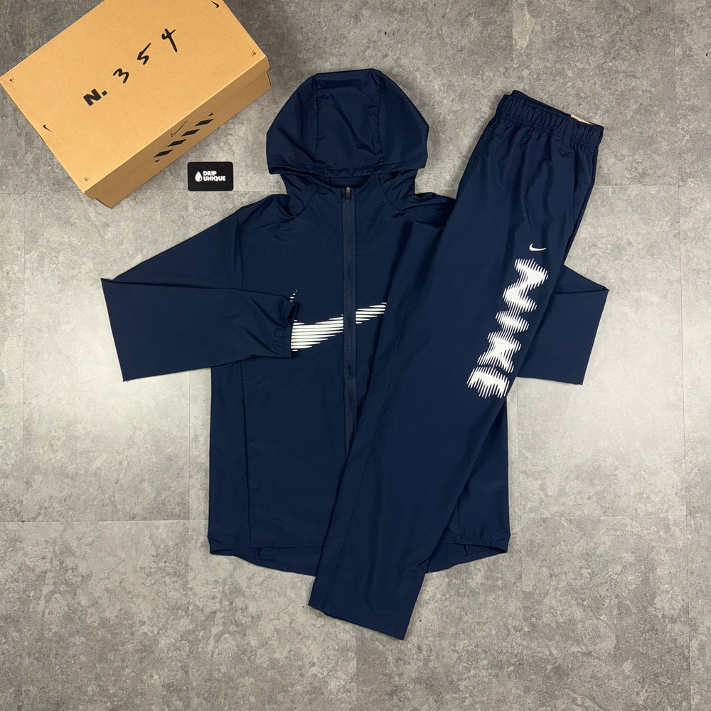Nike Dri-Fit Form HD Swoosh Windrunner Jacket Navy & Navy Nike HD Challenger Pants Set, Nike Sets, dripuniqueuk
