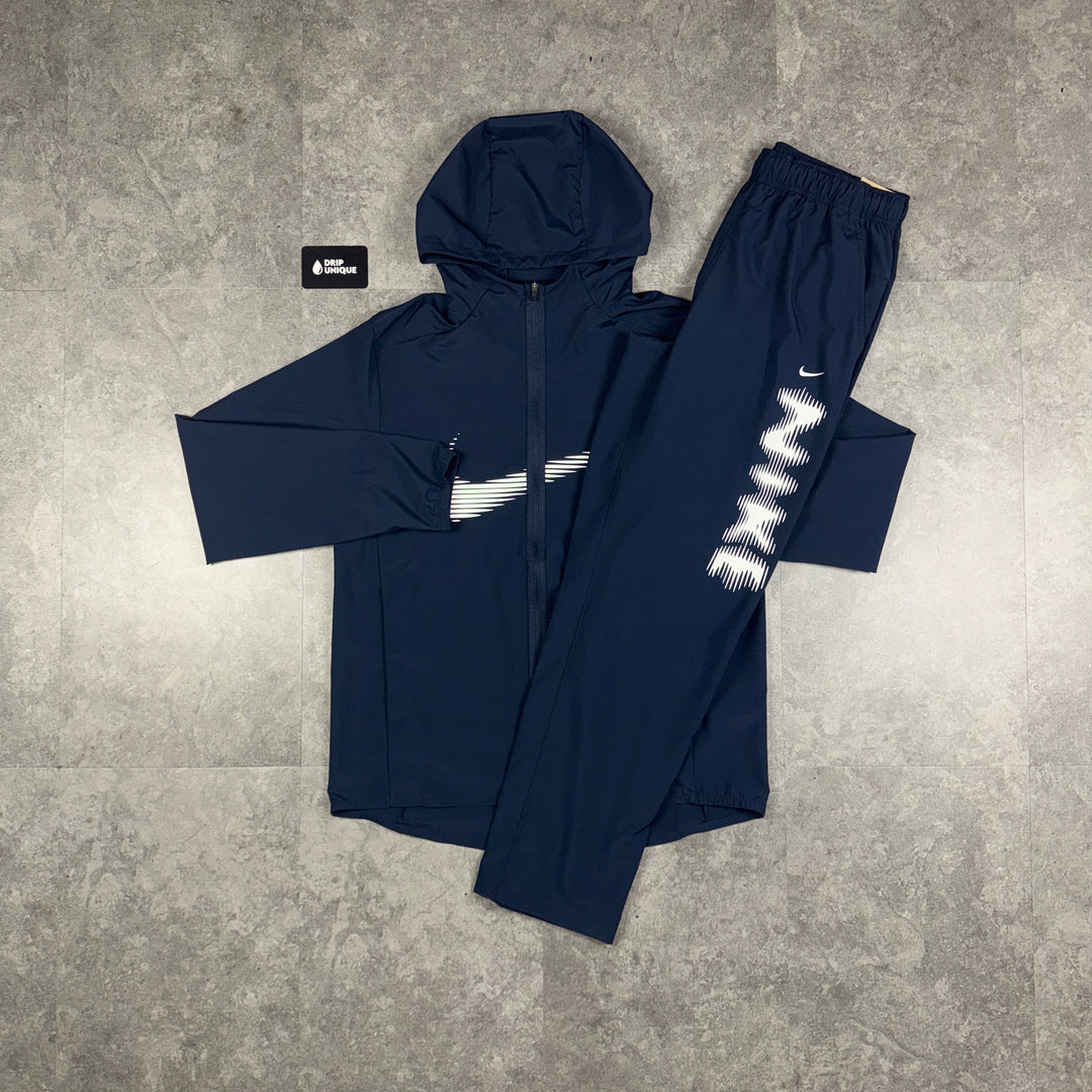 Nike Dri-Fit Form HD Swoosh Windrunner Jacket Navy & Navy Nike HD Challenger Pants Set, Nike Windrunner Set, dripuniqueuk