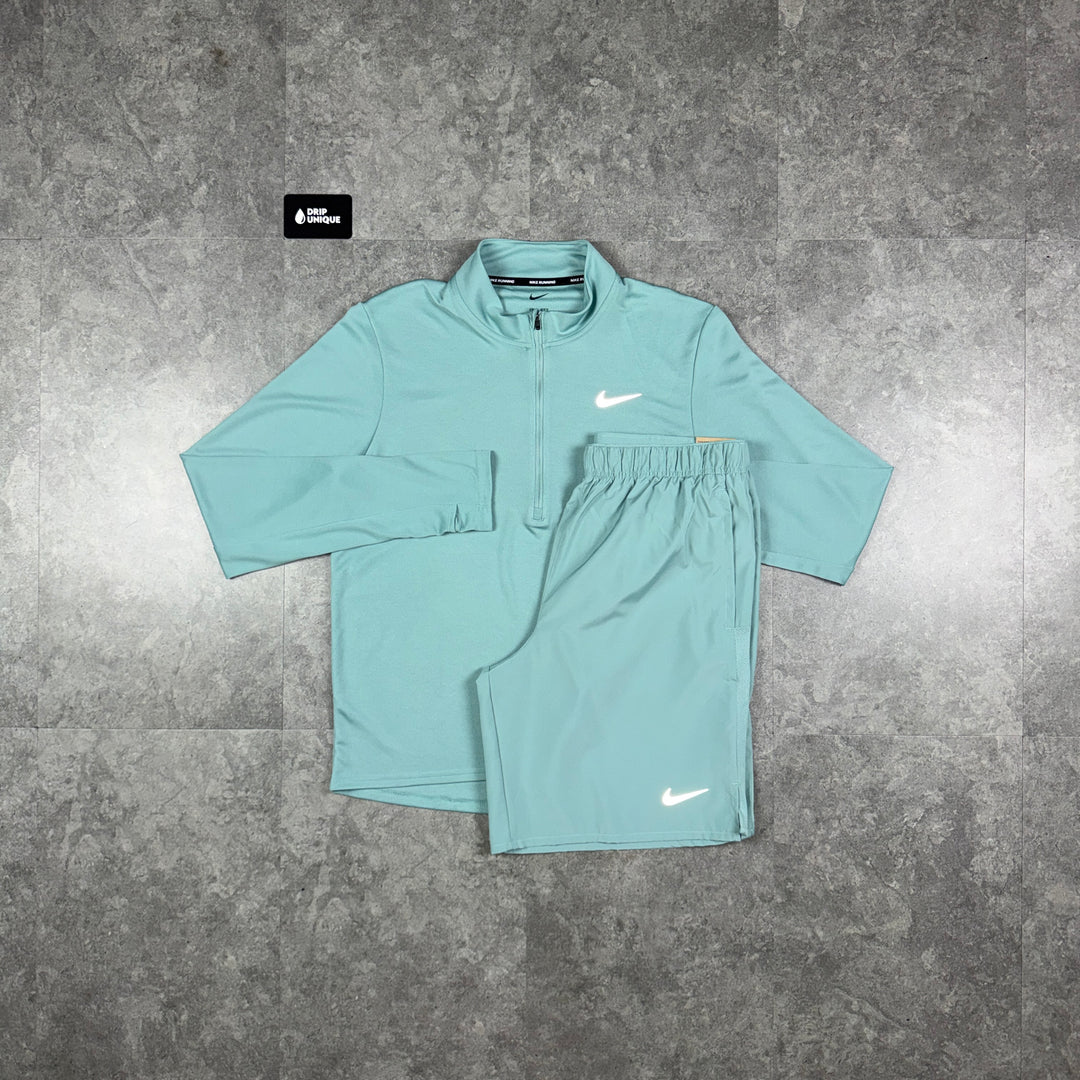 Nike Dri-Fit Pacer 1/4 Zip Cannon & Cannon Challenger Shorts Set, nike 1/4 zip set, dripuniqueuk