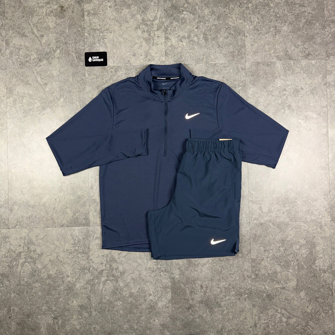 Nike Dri-Fit Pacer 1/4 Zip Thunder Blue & Thunder Blue Challenger Shorts Set, nike 1/4 zip set, dripuniqueuk