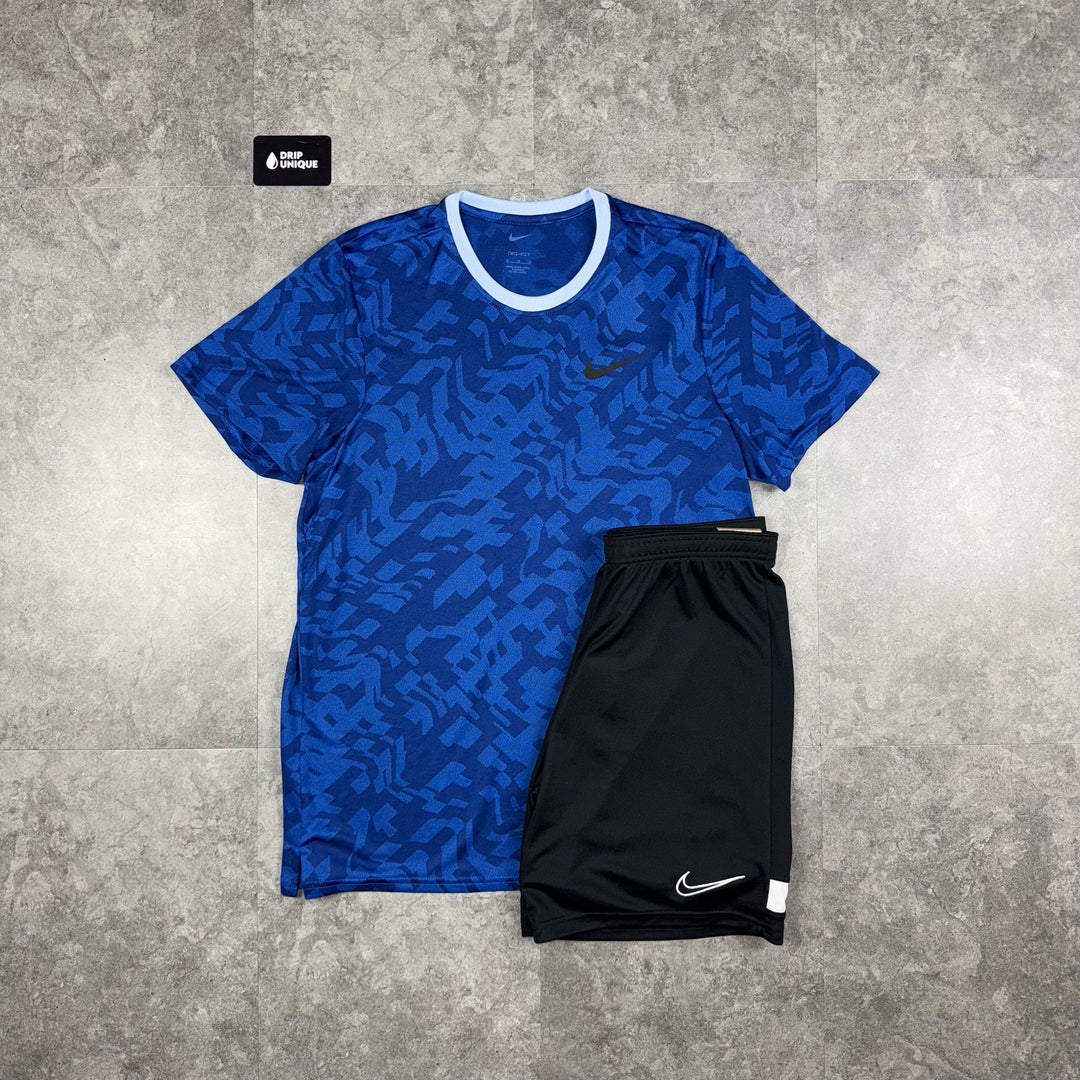 Nike Dri-Fit Super Set T-Shirt Royal Blue & Black Dri-Fit Shorts Set, Nike Dri Fit Set, dripuniqueuk