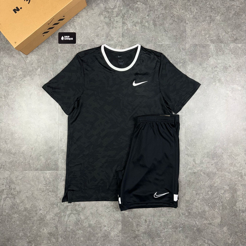 Nike Dri-Fit T-Shirt Black & Black/White Dri-Fit Shorts Set, Nike Dri-Fit Sets, dripuniqueuk
