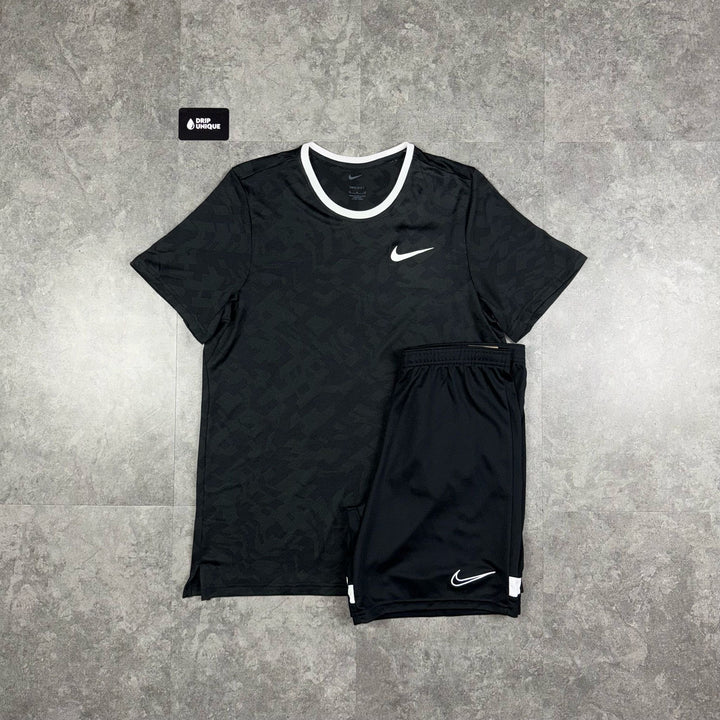 Nike Dri-Fit T-Shirt Black & Black/White Dri-Fit Shorts Set, Nike Sets, dripuniqueuk