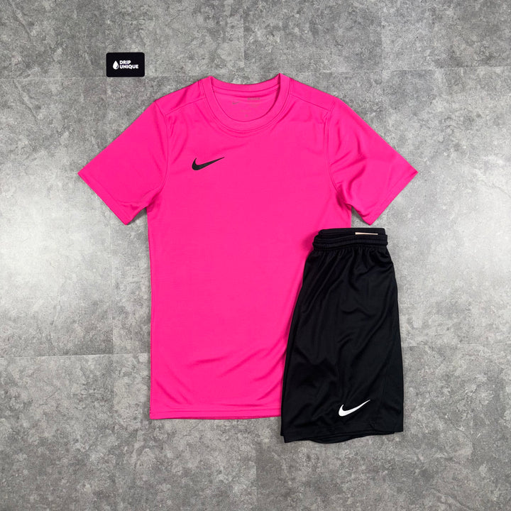 Nike Dri-Fit T-Shirt Hot Pink & Black Dri-Fit Shorts Set, Nike Dri Fit Set, dripuniqueuk