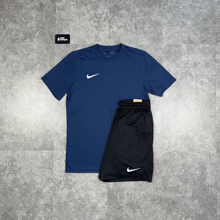 Nike Dri-Fit T-Shirt Navy Blue & Black Dri-Fit Shorts Set, Nike Sets, dripuniqueuk