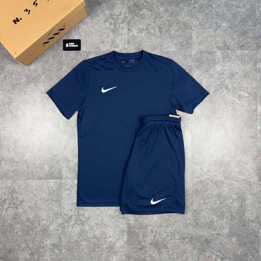 Nike Dri-Fit T-Shirt Navy Blue & Navy Blue Dri-Fit Shorts Set, Nike Dri Fit Sets, dripuniqueuk