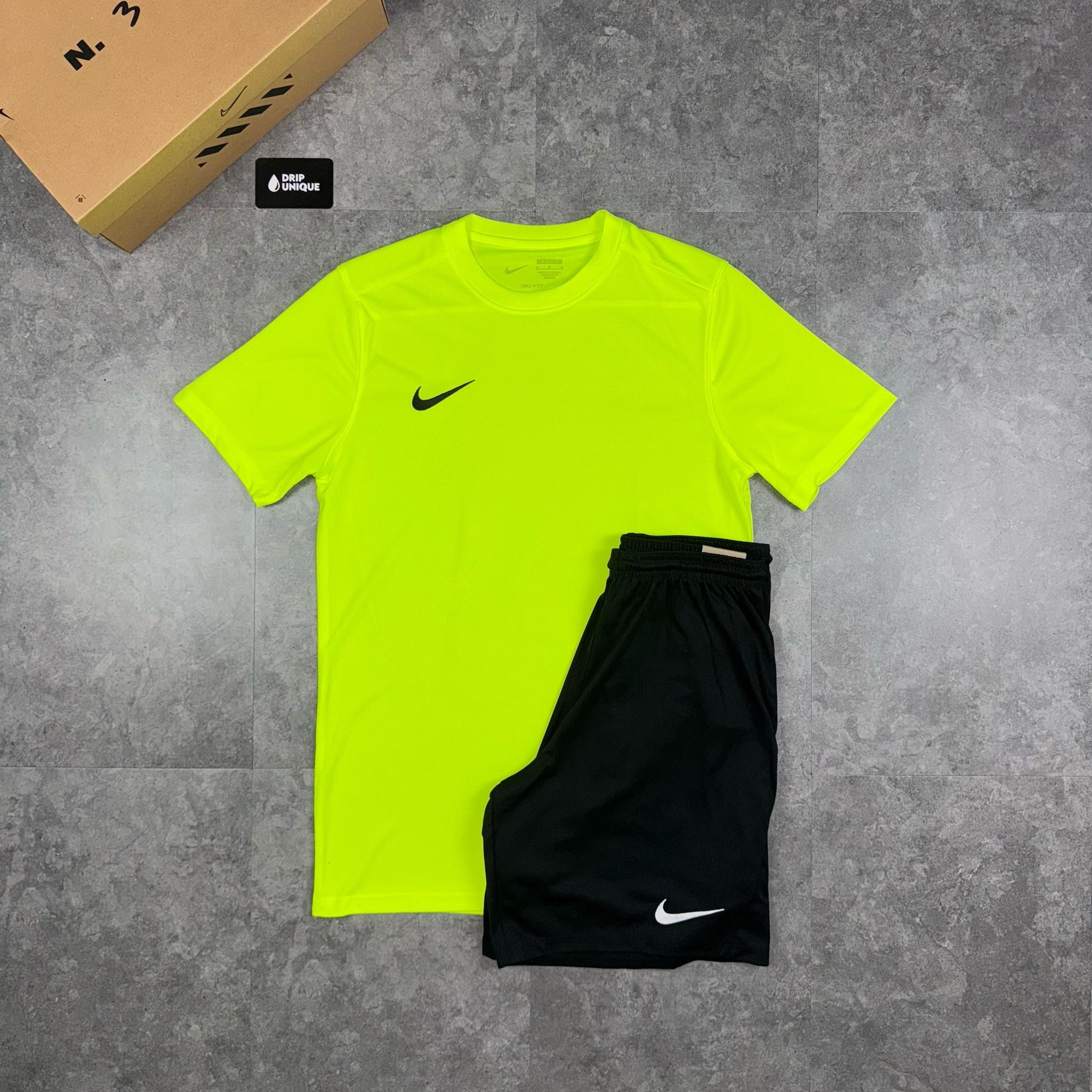 lime green and black nike shorts