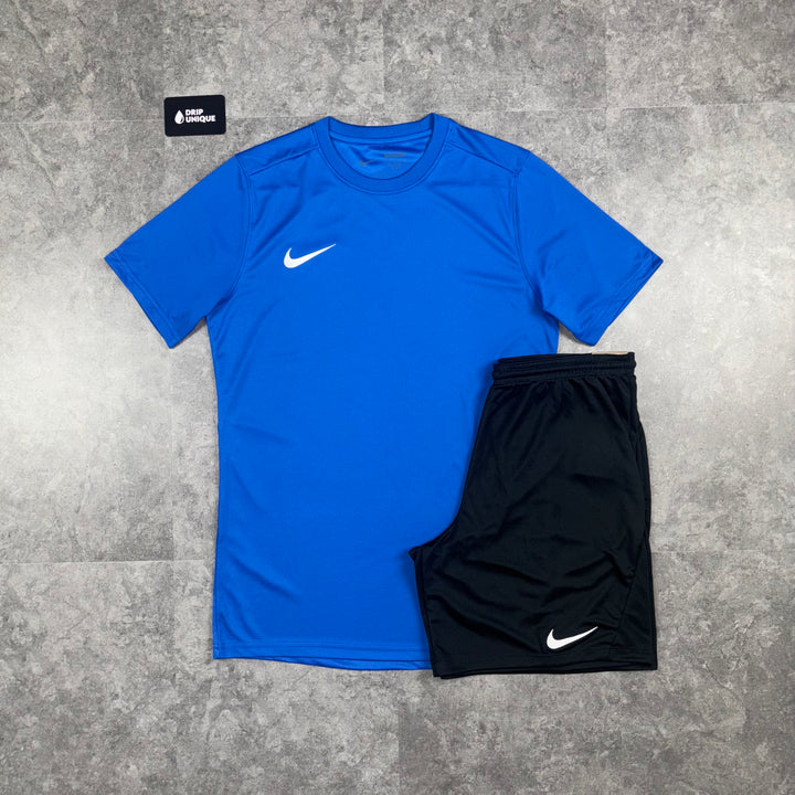 Nike Dri-Fit T-Shirt Royal Blue & Black Dri-Fit Shorts Set, Nike Dri Fit Set, dripuniqueuk