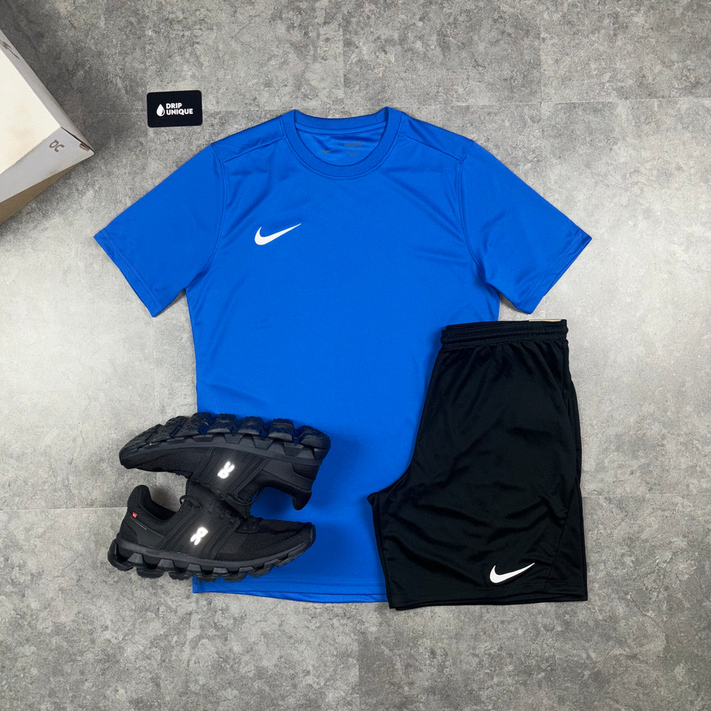 Nike Dri-Fit T-Shirt Royal Blue & Black Dri-Fit Shorts Set, Nike Dri Fit, dripuniqueuk