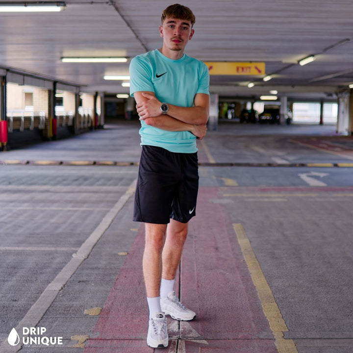 Nike Dri-Fit T-Shirt Turquoise Blue & Black Dri-Fit Shorts Set, Dri Fit Set, dripuniqueuk
