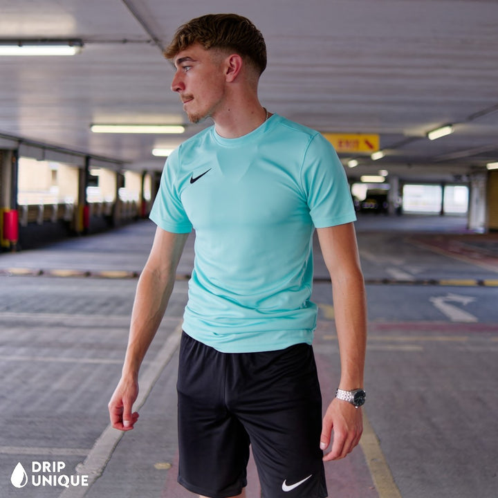 Nike Dri-Fit T-Shirt Turquoise Blue & Black Dri-Fit Shorts Set, Nike Dri Fit Shorts Set, dripuniqueuk