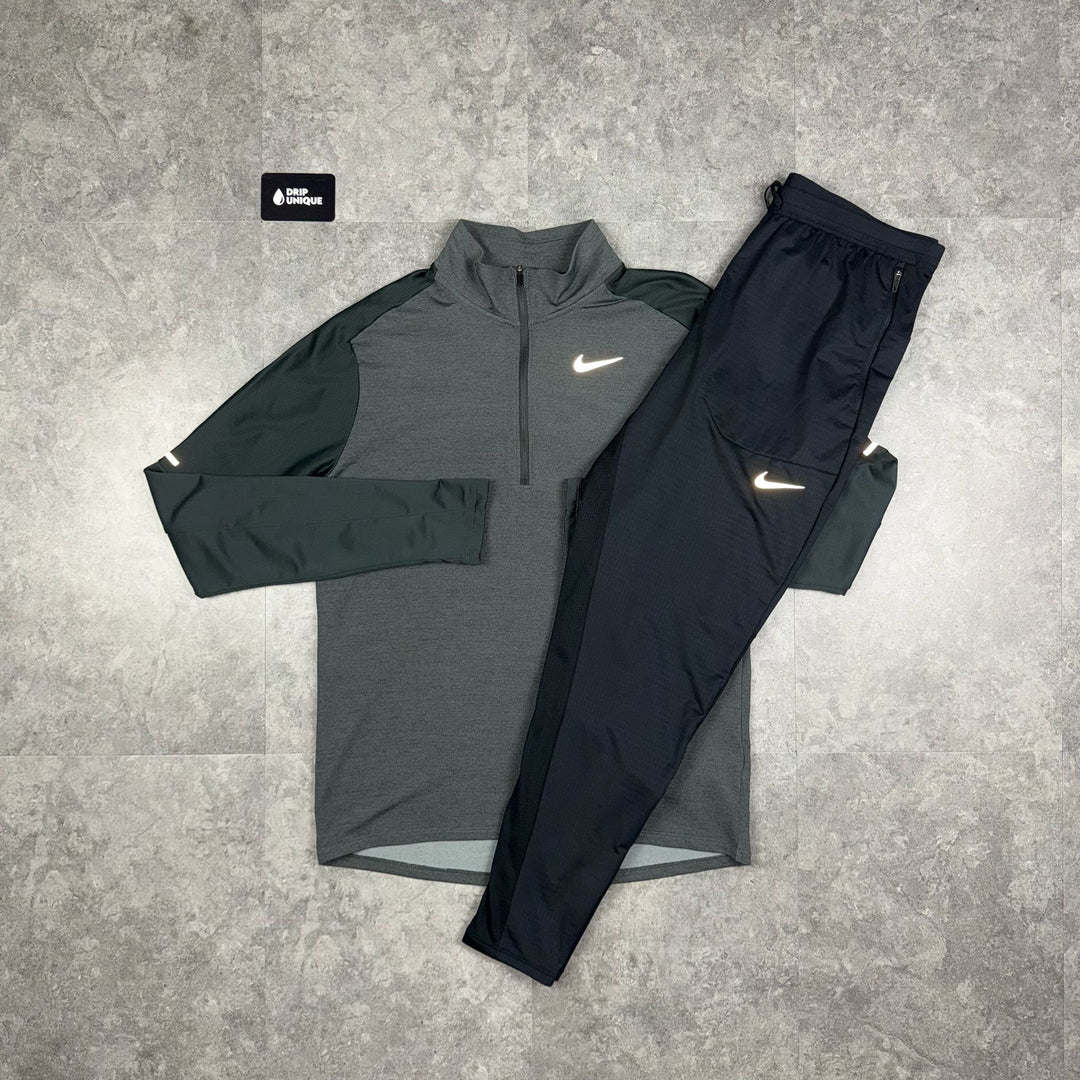 Nike Element 1/4 Zip Black & Black Phenom Pants Set, Nike 1/4 Zip Set, dripuniqueuk