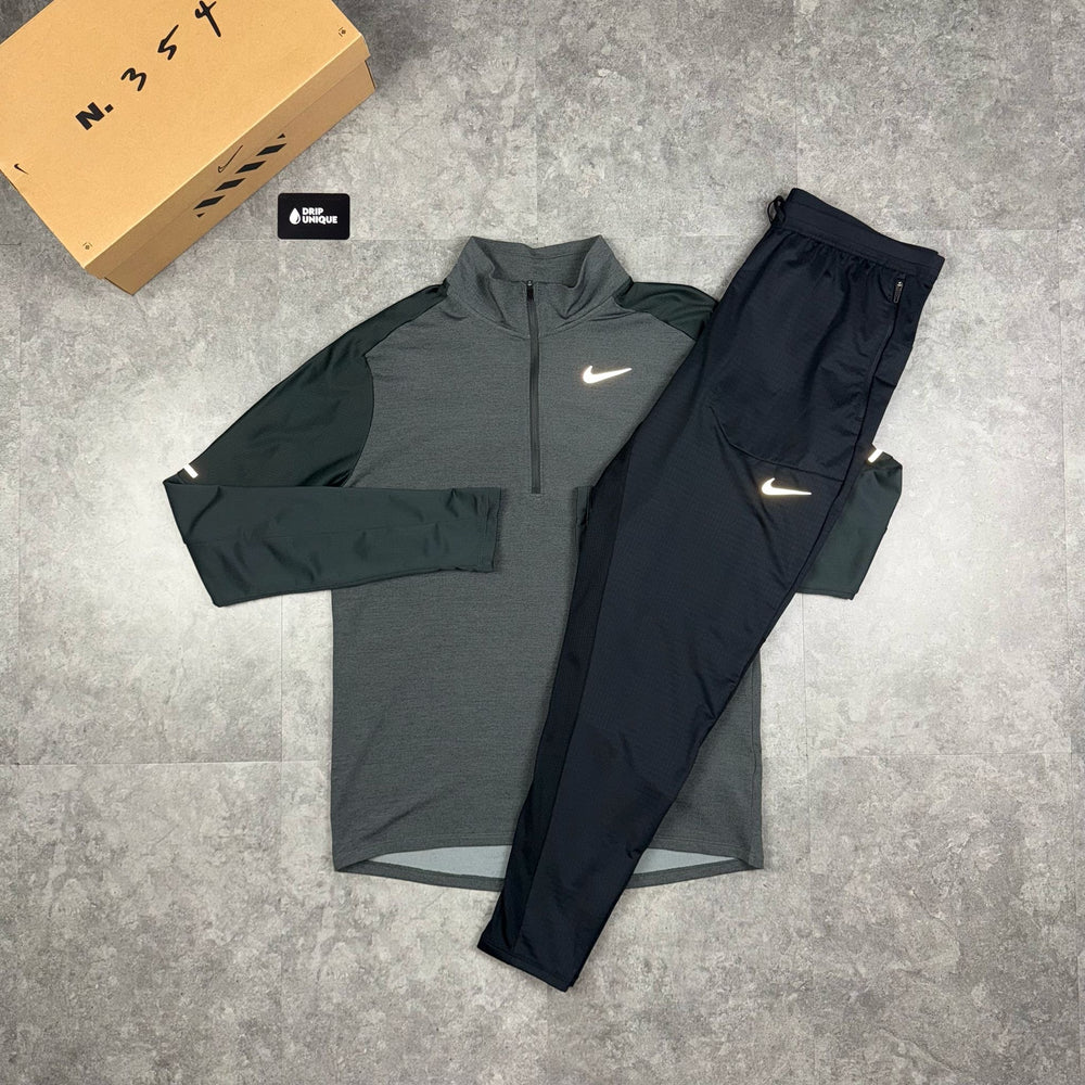 Nike Element 1/4 Zip Black & Black Phenom Pants Set, Nike Sets, dripuniqueuk