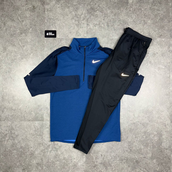 Nike Element 1/4 Zip Blue & Black Phenom Pants Set, Nike Sets, dripuniqueuk