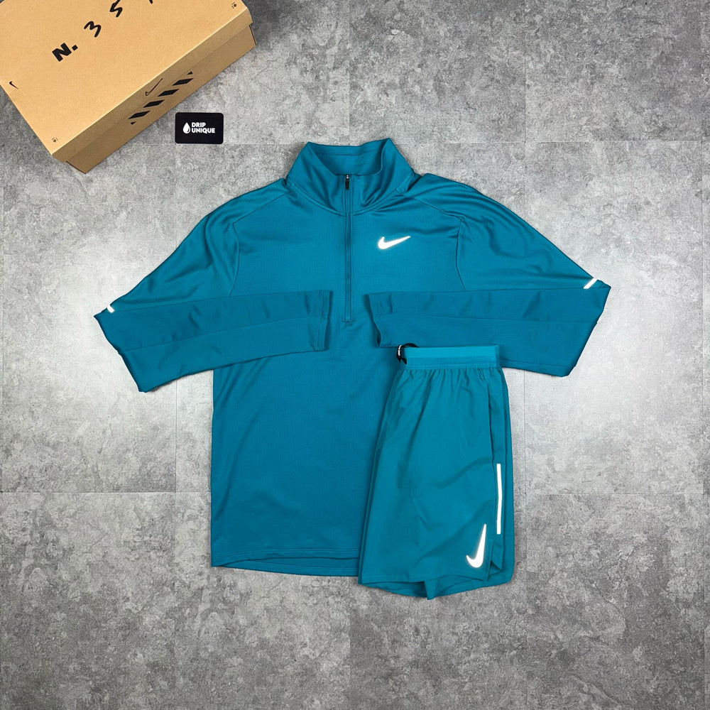 Nike Element 1/4 Zip Top Aqua Blue & Aqua Blue Flex Stride Shorts Set, Nike Sets, dripuniqueuk