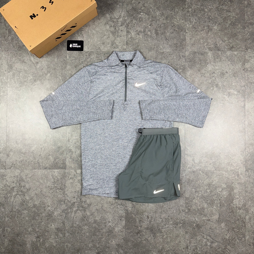 Nike Element 1/4 Zip Top Grey & Grey Flex Stride Shorts Set, nike sets, dripuniqueuk