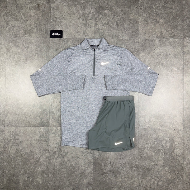 Nike Element 1/4 Zip Top Grey & Grey Flex Stride Shorts Set, nike sets, dripuniqueuk