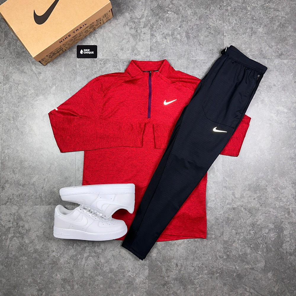 Nike Element 1/4 Zip Top Red, Nike Half Zip, dripuniqueuk