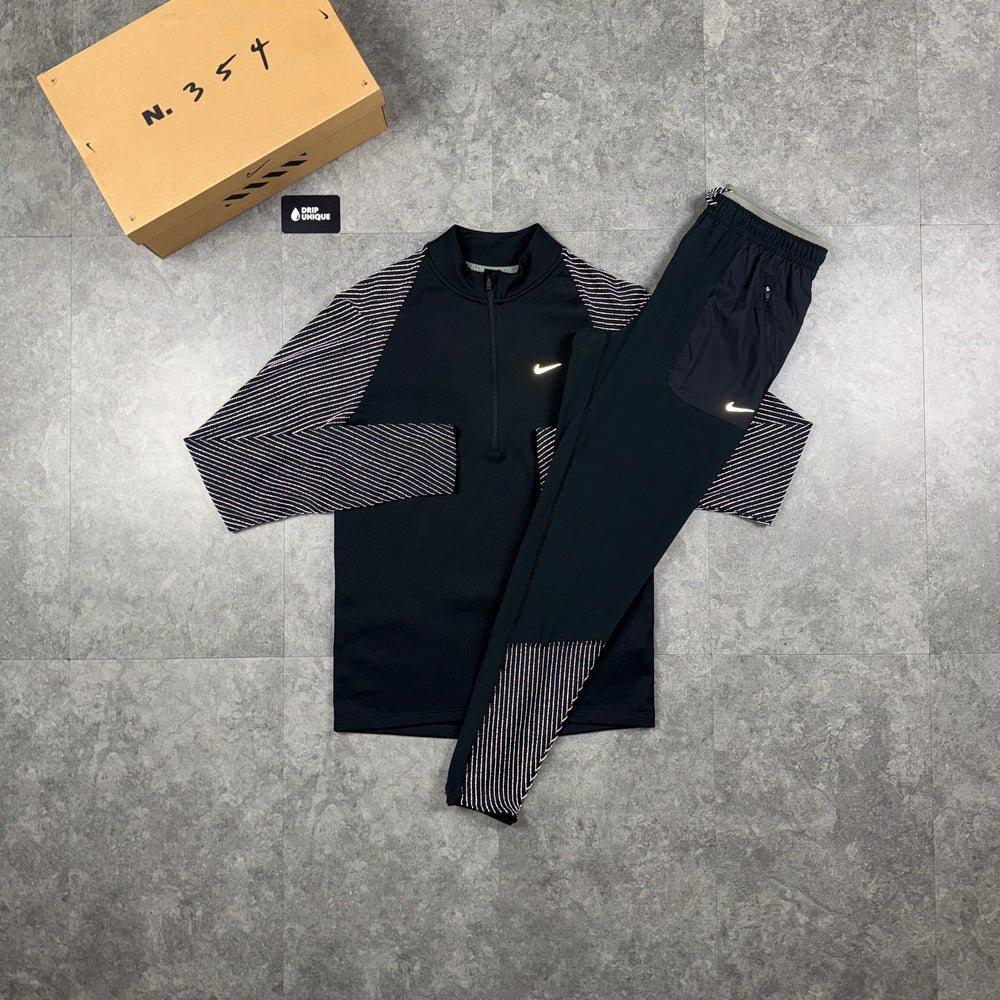 Nike Element 1/4 Zip Top Reflective Black & Reflective Challenger Pants Set, nike element 1/4 zip set, dripuniqueuk