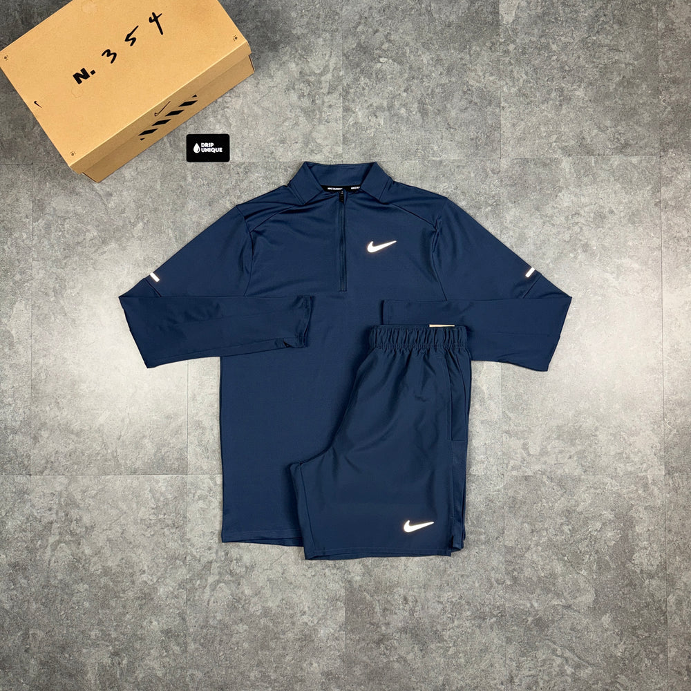 Nike Element 1/4 Zip Top Thunder Blue & Thunder Blue Challenger Shorts Set, nike 1/4 zip set, dripuniqueuk