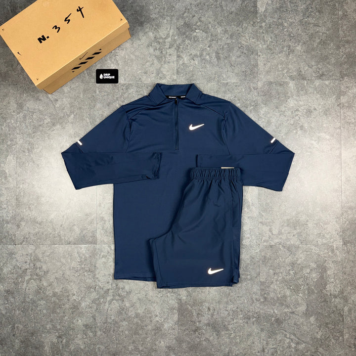 Nike Element 1/4 Zip Top Thunder Blue & Thunder Blue Challenger Shorts Set, nike 1/4 zip set, dripuniqueuk