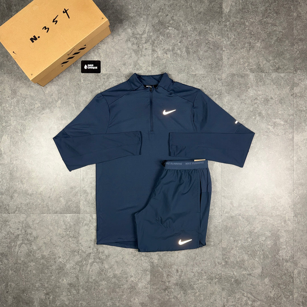 Nike Element 1/4 Zip Top Thunder Blue & Thunder Blue Flex Stride Shorts Set, nike 1/4 zip set, dripuniqueuk