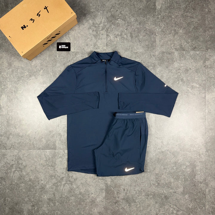 Nike Element 1/4 Zip Top Thunder Blue & Thunder Blue Flex Stride Shorts Set, nike 1/4 zip set, dripuniqueuk