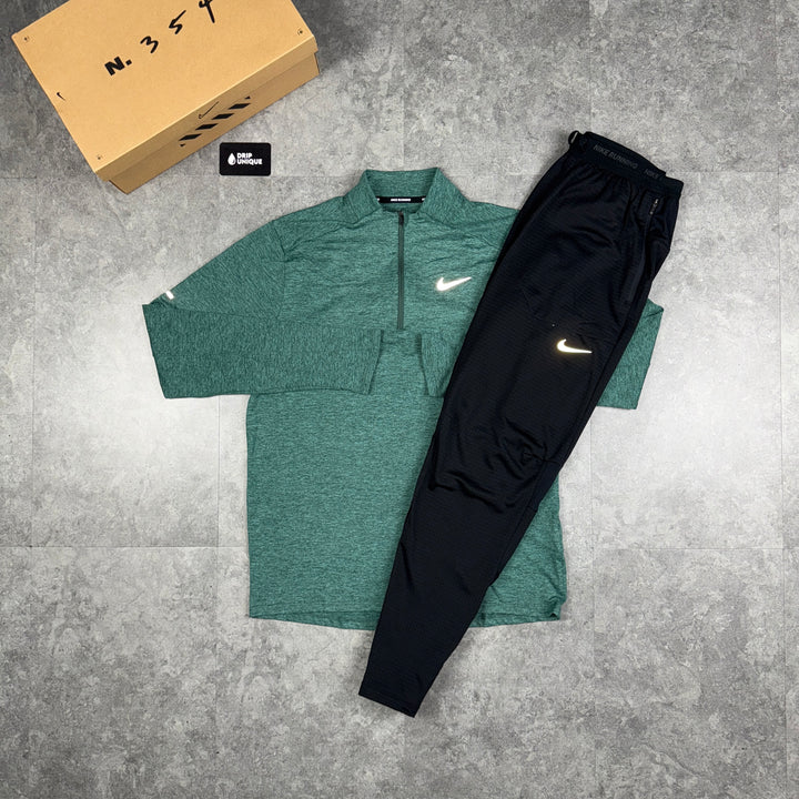 Nike Element 1/4 Zip Vintage Green & Black Phenom Pants Set, dripuniqueuk