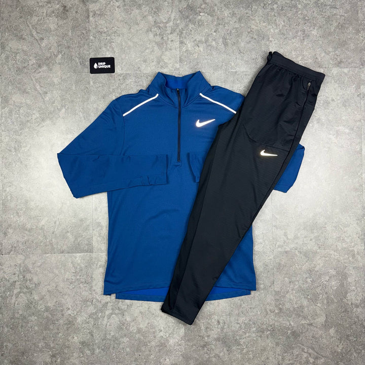 Nike Element 3.0 1/4 Zip Deep Blue & Black Phenom Pants Set, Nike 1/4 Zip Set, dripuniqueuk