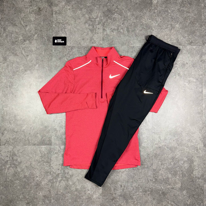 Nike Element 3.0 1/4 Zip Pink & Black Phenom Pants Set, Nike Sets, dripuniqueuk