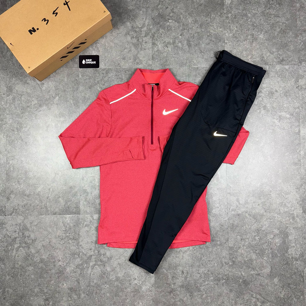 Nike Element 3.0 1/4 Zip Pink & Black Phenom Pants Set, Nike Sets for men, dripuniqueuk
