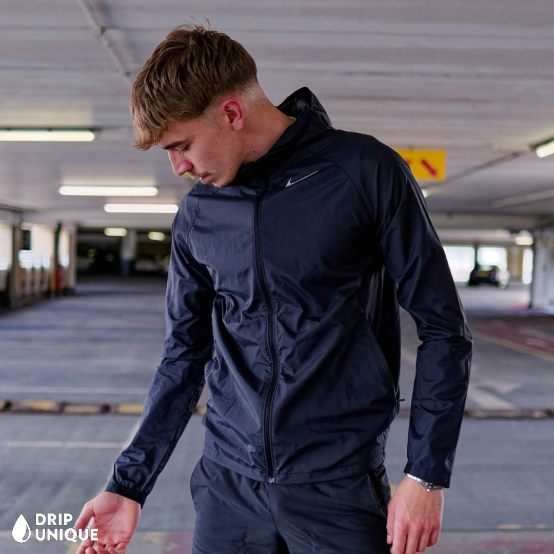 Nike Essential Windrunner Jacket Black Black Nike Phenom Pants Set