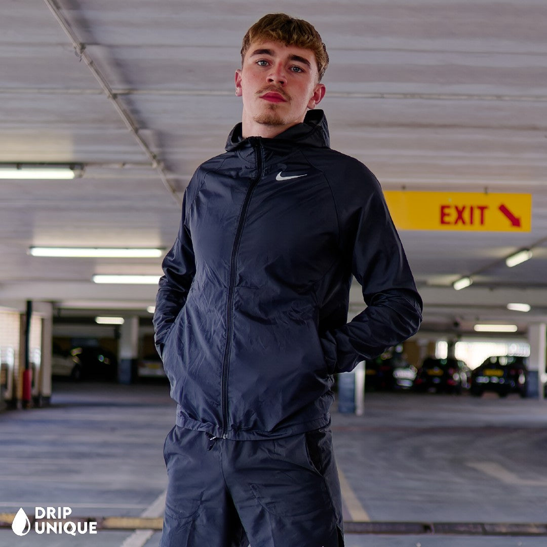Nike Essential Windrunner Jacket Black Flex Stride Shorts Set dripuniqueuk