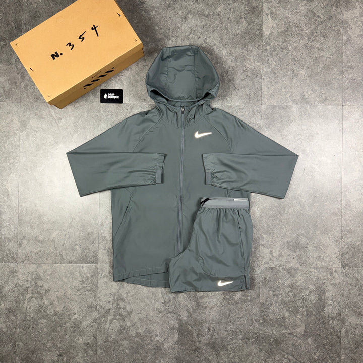 Nike Essential Windrunner Jacket Grey & Grey Flex Stride Shorts Set, nike windrunner set, dripuniqueuk
