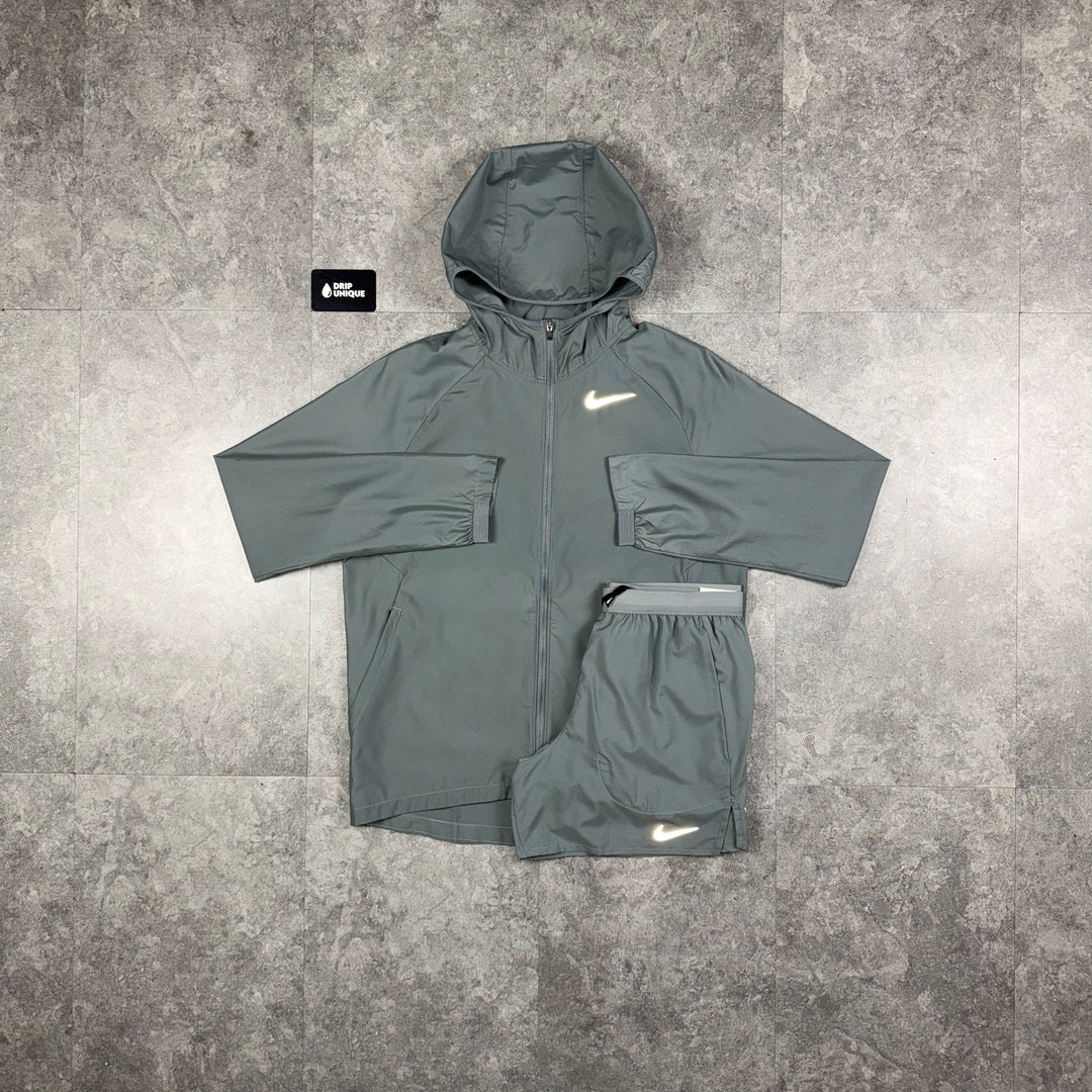 Nike Essential Windrunner Jacket Grey & Grey Flex Stride Shorts Set, nike set, dripuniqueuk