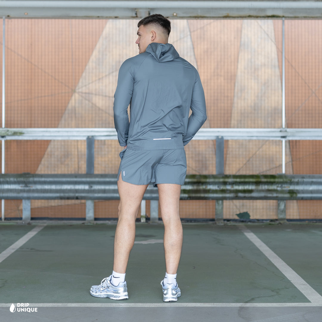 Nike Essential Windrunner Jacket Grey & Grey Flex Stride Shorts Set, nike windrunner sets, dripuniqueuk