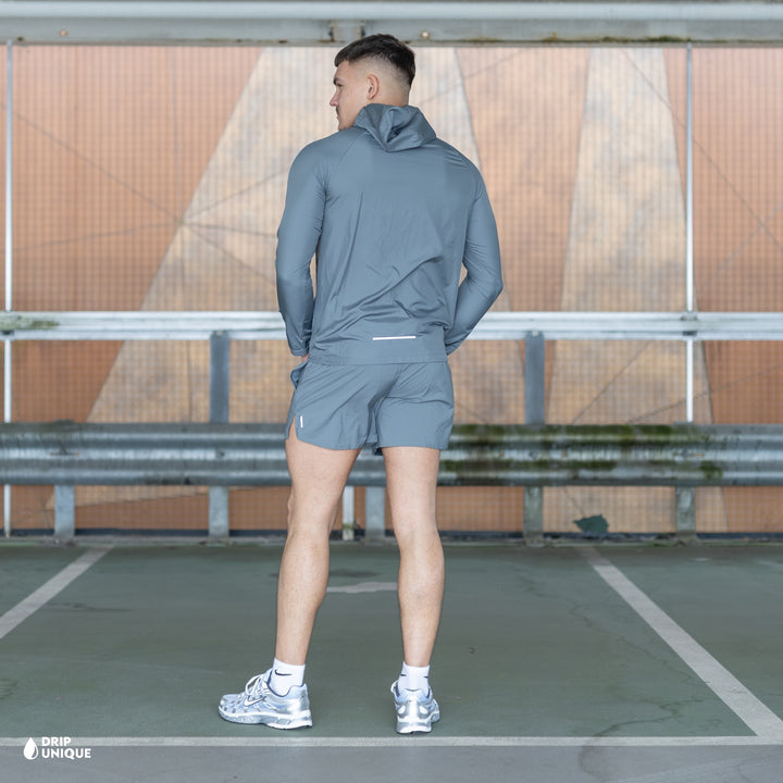 Nike Essential Windrunner Jacket Grey & Grey Flex Stride Shorts Set, nike windrunner sets, dripuniqueuk