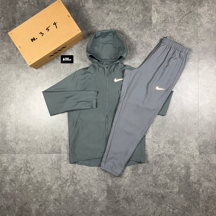 Nike Essential Windrunner Jacket Grey & Grey Nike Challenger Pants Set, nike windrunner set, dripuniqueuk