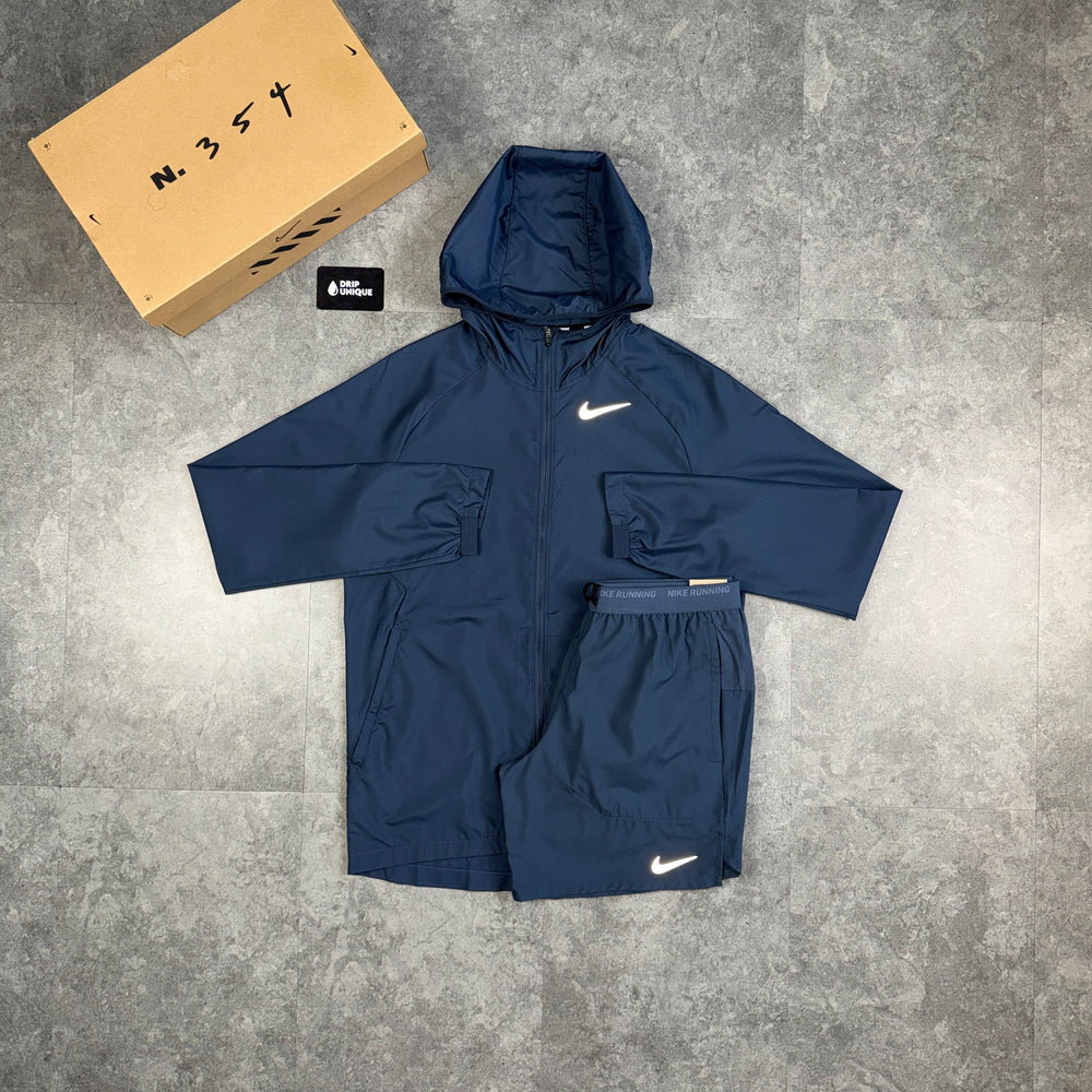 Nike Essential Windrunner Jacket Thunder Blue & Blue Flex Stride Shorts Set, nike windrunner set, dripuniqueuk
