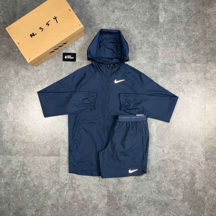 Nike Essential Windrunner Jacket Thunder Blue & Blue Flex Stride Shorts Set, nike windrunner set, dripuniqueuk
