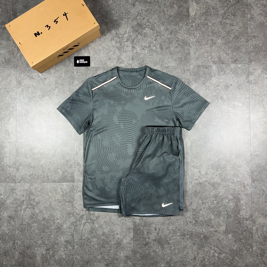 Nike Festival Miler T-Shirt Grey & Grey Festival Challenger Shorts Set, nike miler set, dripuniqueuk