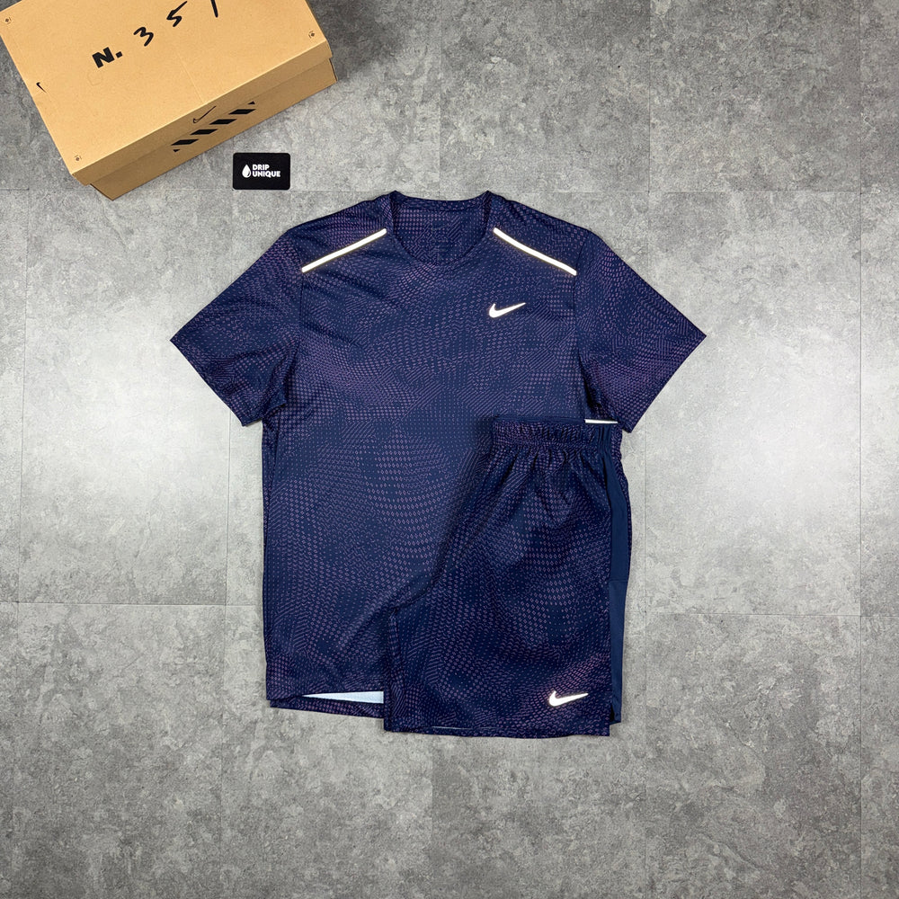 Nike Festival Miler T-Shirt Midnight Navy & Navy Festival Challenger Shorts Set, nike miler set, dripuniqueuk