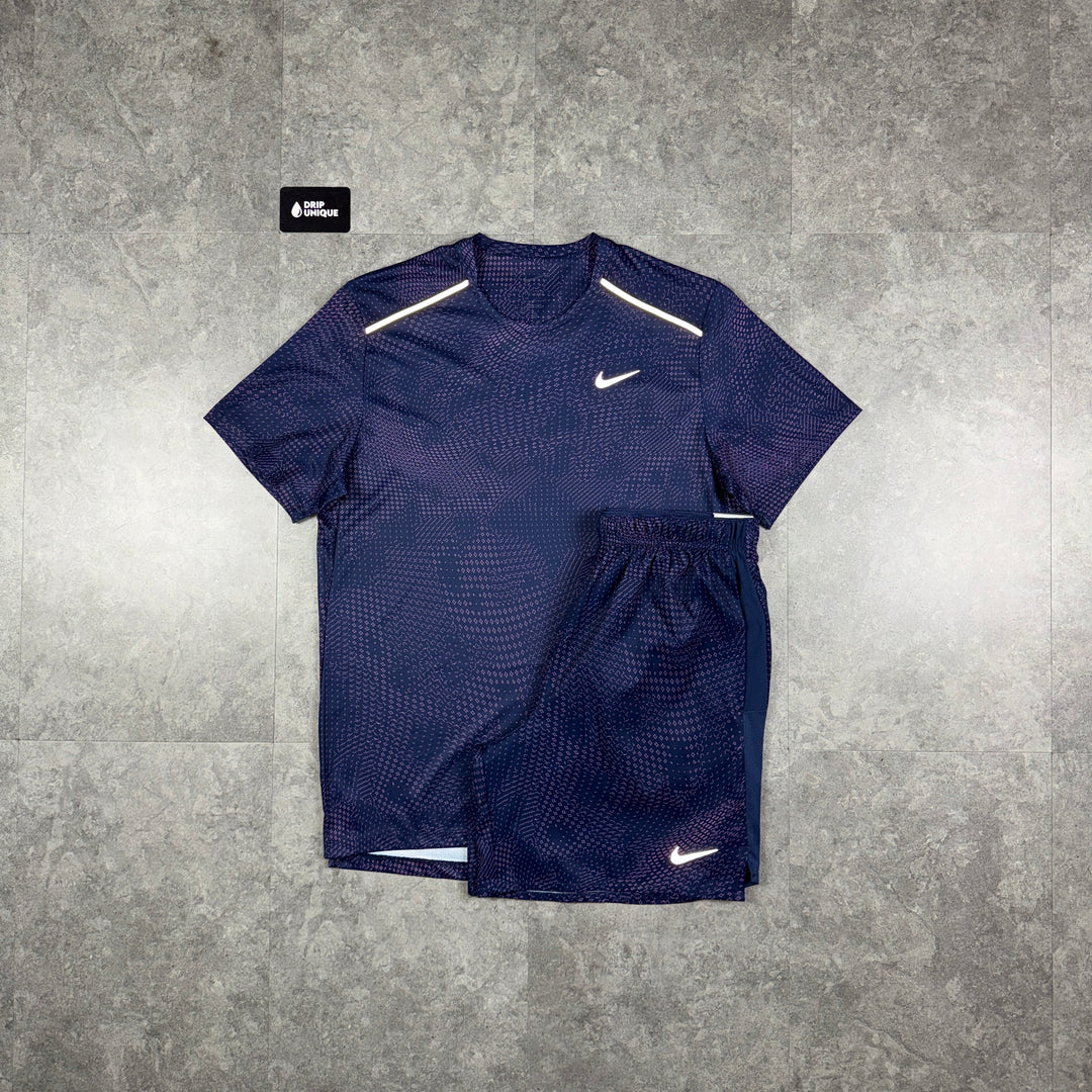 Nike Festival Miler T-Shirt Midnight Navy & Navy Festival Challenger Shorts Set, nike set, dripuniqueuk