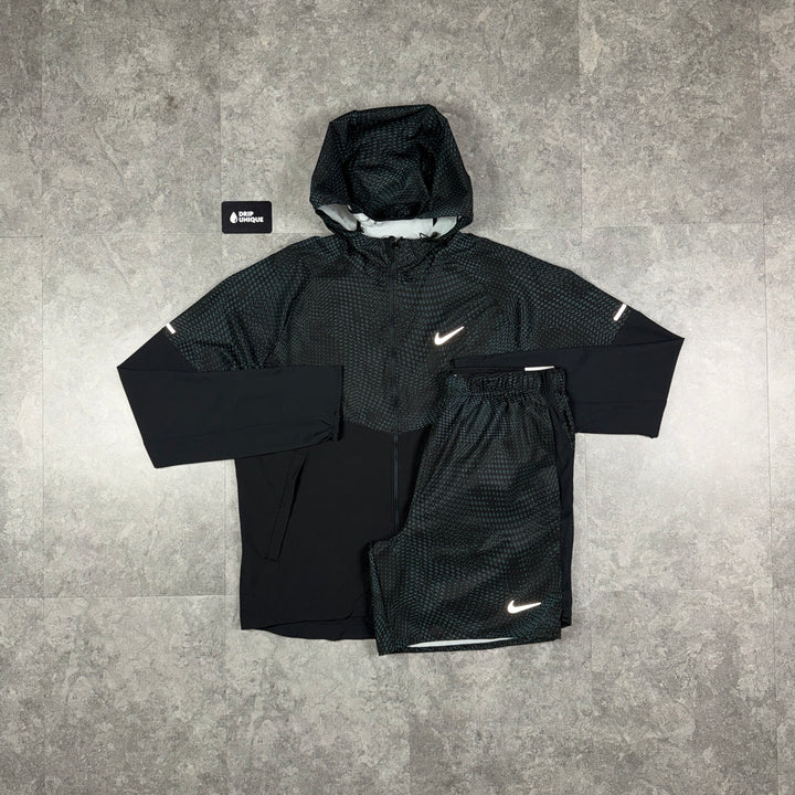 Nike Festival Repel Miler Windrunner Jacket Black & Black Festival Challenger Shorts Set, nike set, dripuniqueuk