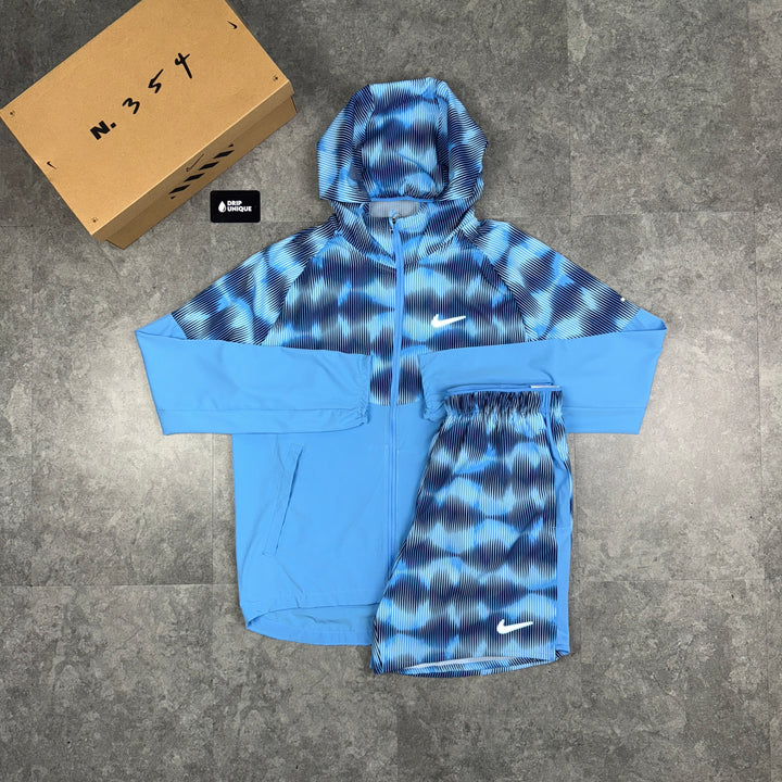 Nike Festival Windrunner Jacket University Blue & Blue Festival Challenger Shorts Set, Nike Windrunner Set, dripuniqueuk