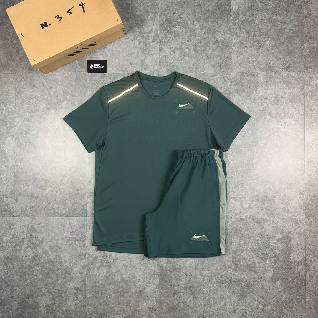 Nike Graphic Miler T-Shirt Vintage Green & Green Graphic Challenger Shorts Set, nike graphic set, dripuniqueuk