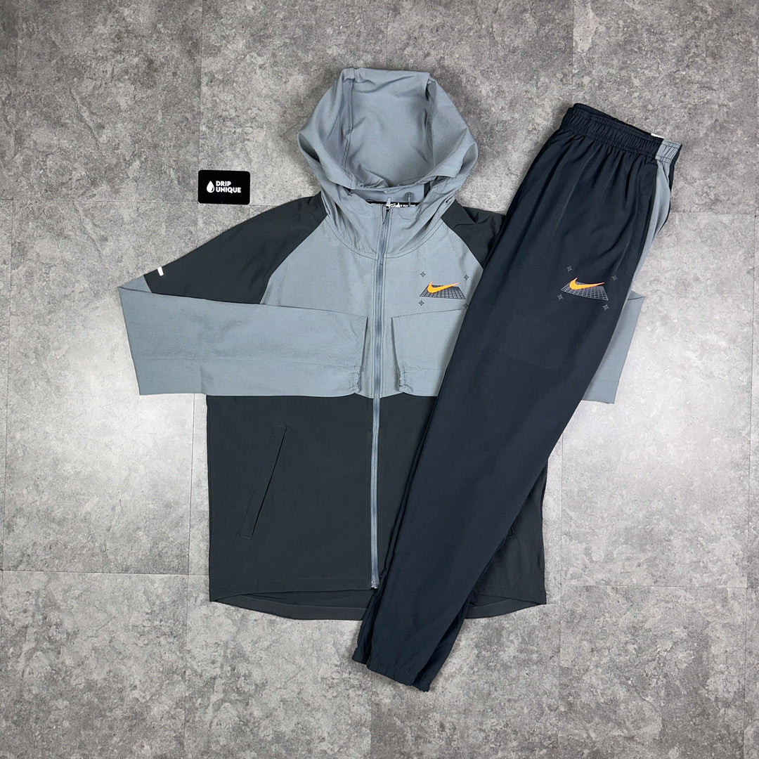 Nike Graphic Performance Windrunner Jacket Grey & Grey Nike Pants Set, Nike Sets, dripuniqueuk