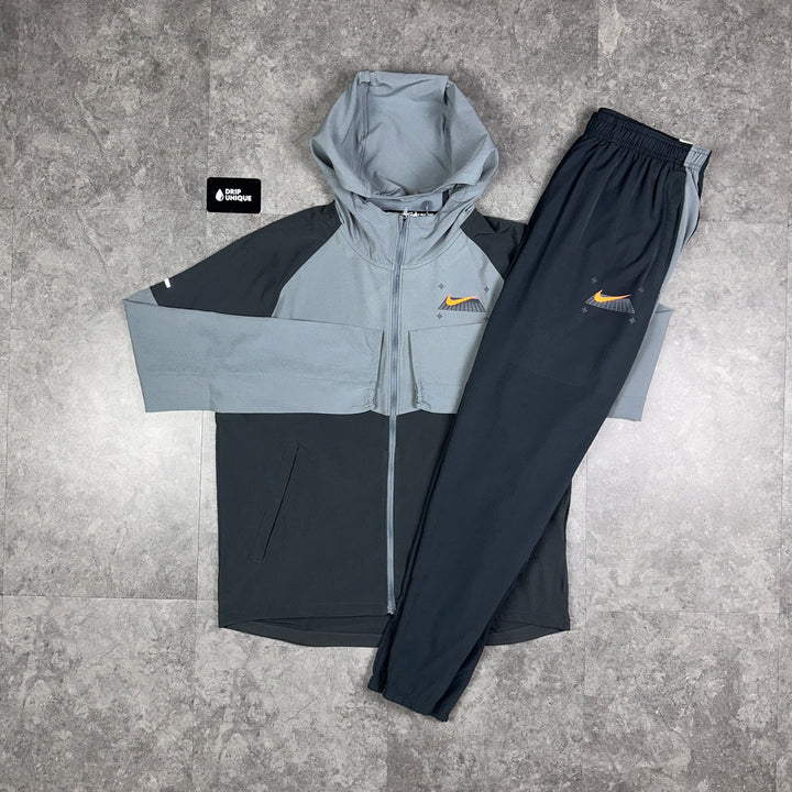 Nike Graphic Performance Windrunner Jacket Grey & Grey Nike Pants Set, Nike Sets, dripuniqueuk