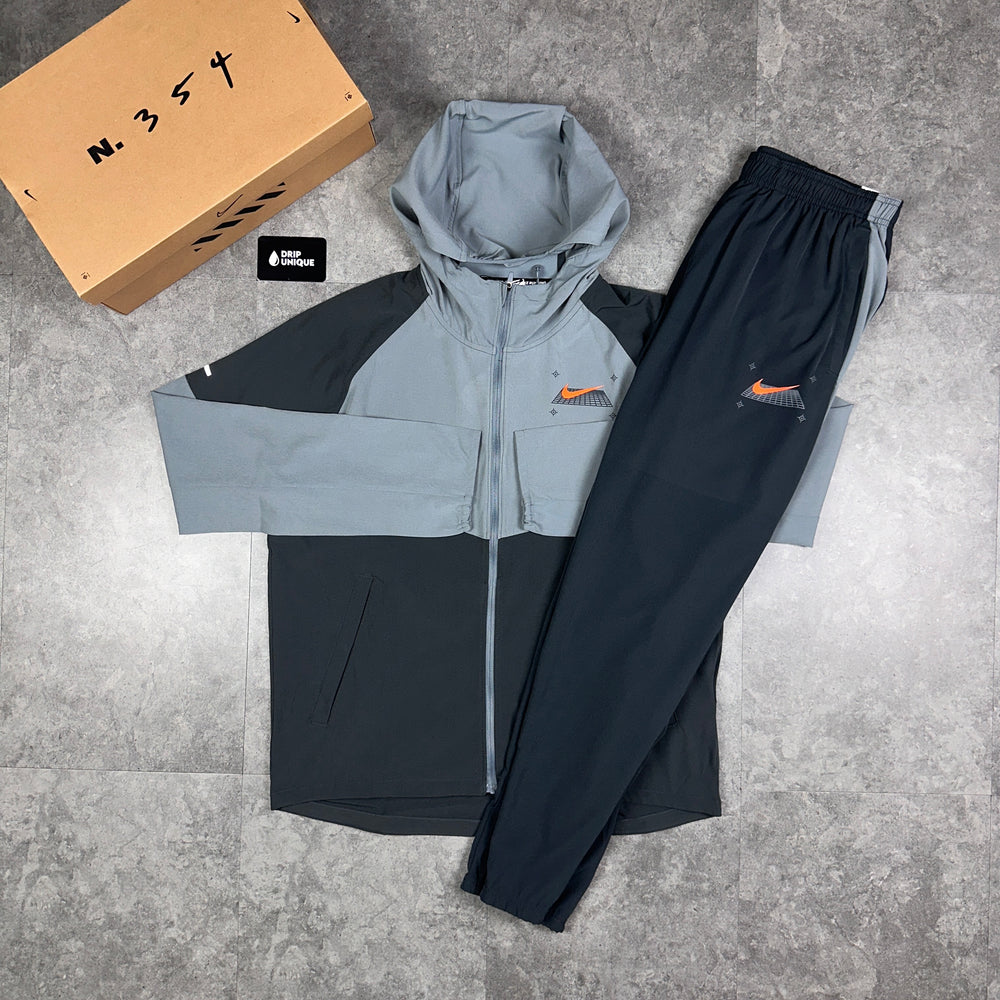 Nike Graphic Performance Windrunner Jacket Grey & Grey Nike Pants Set, Nike Windrunner Set, dripuniqueuk