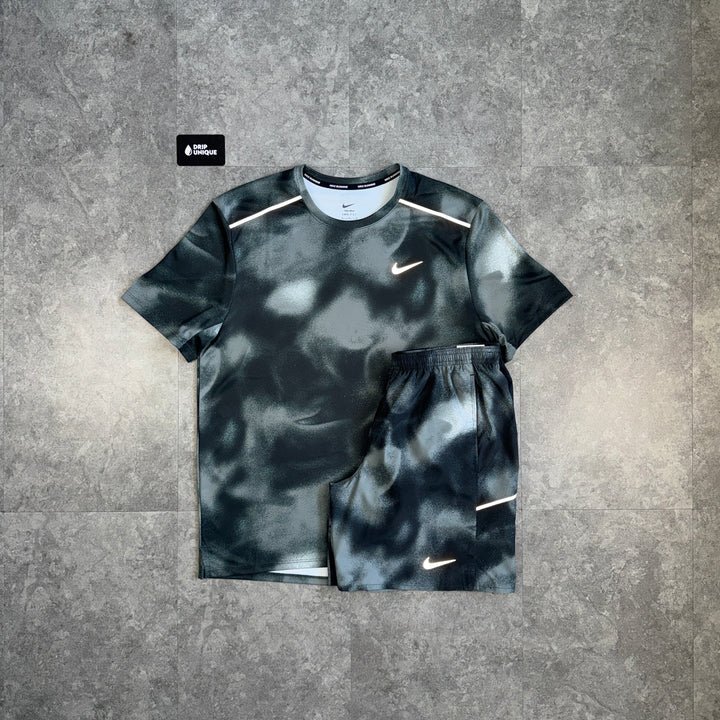 Nike Miler 3.0 T-Shirt Black Camo & Black Camo Challenger Shorts Set, nike set, dripuniqueuk
